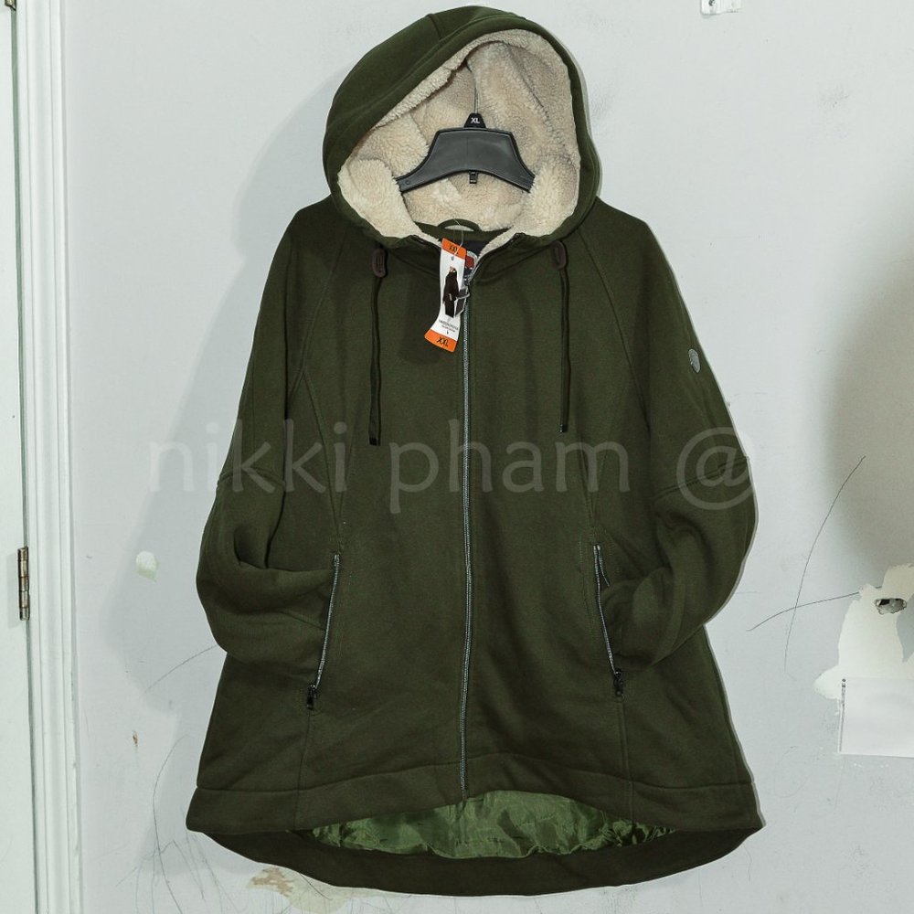 1 Madison Expedition Women's Knit Full Zip Hood Jacket in green - Picture 2 of 7